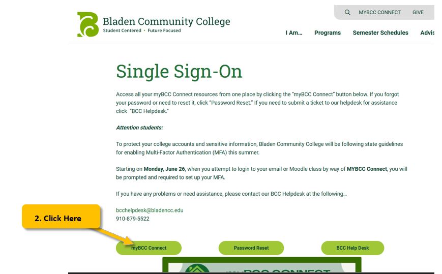 How to login to Open LMS (Moodle) at Bladen Community College using your  BCC email address and password